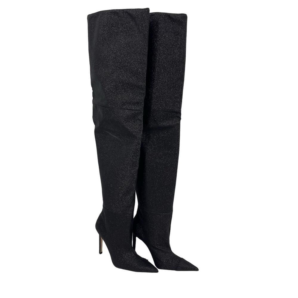 Good American Over The Knee Slouch Boot in Black Glitter Size 6.5 NEW